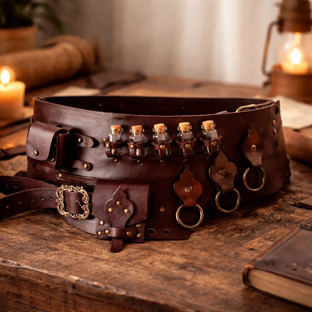 Steampunk Utility Belt Bag in Alchemist Leather