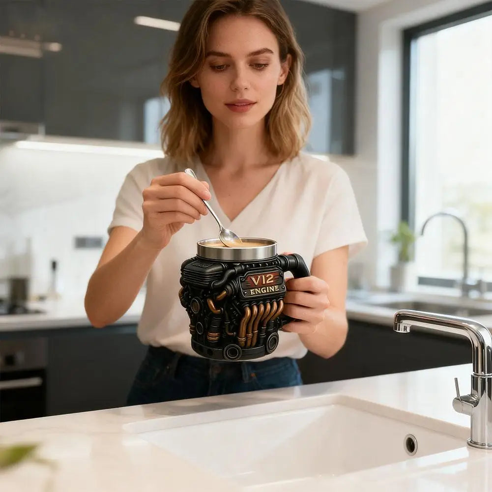 Steampunk V12 Engine Mug resistant