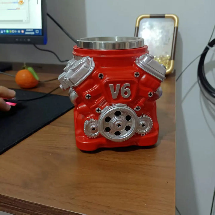 Steampunk V6 Engine Mug