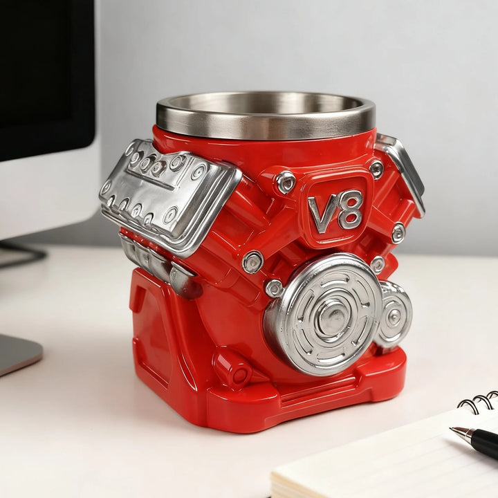Steampunk V8 Engine Mug
