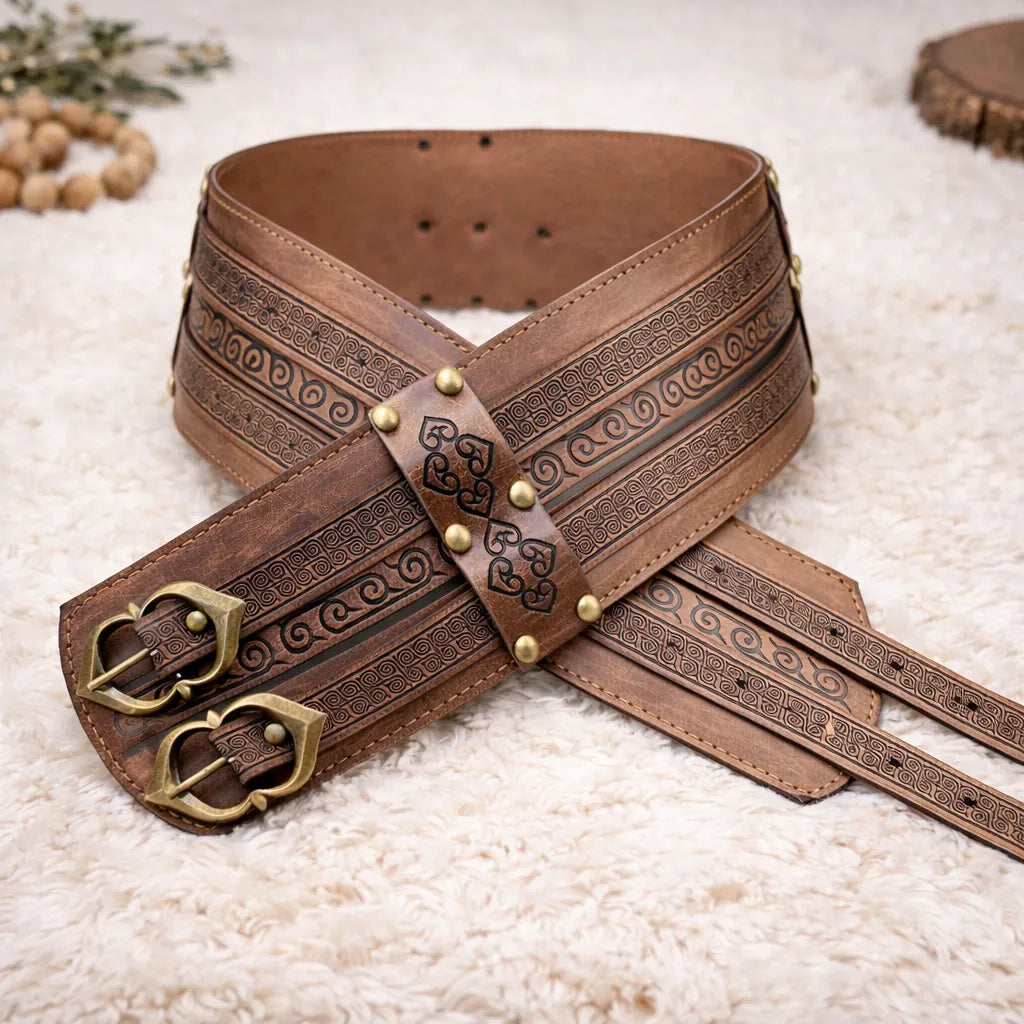 Steampunk Viking Belt With Stuble Patterns