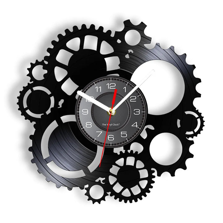 Steampunk Vinyl Record Gear Clock chic