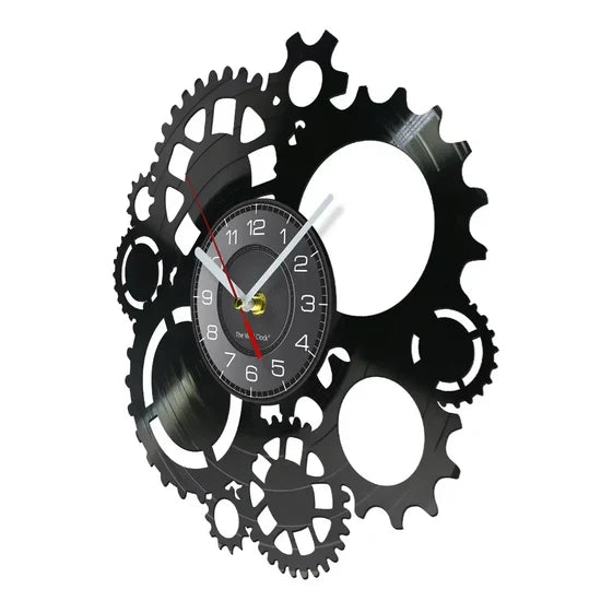 Steampunk Vinyl Record Gear Clock elegant