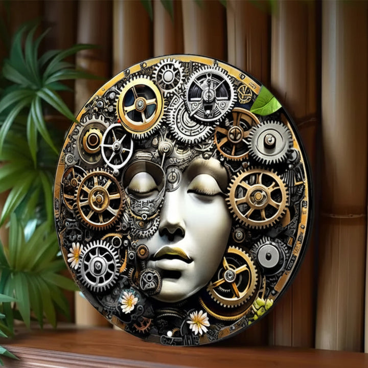 Steampunk Wall Art Featuring A Woman and Artistic Gears