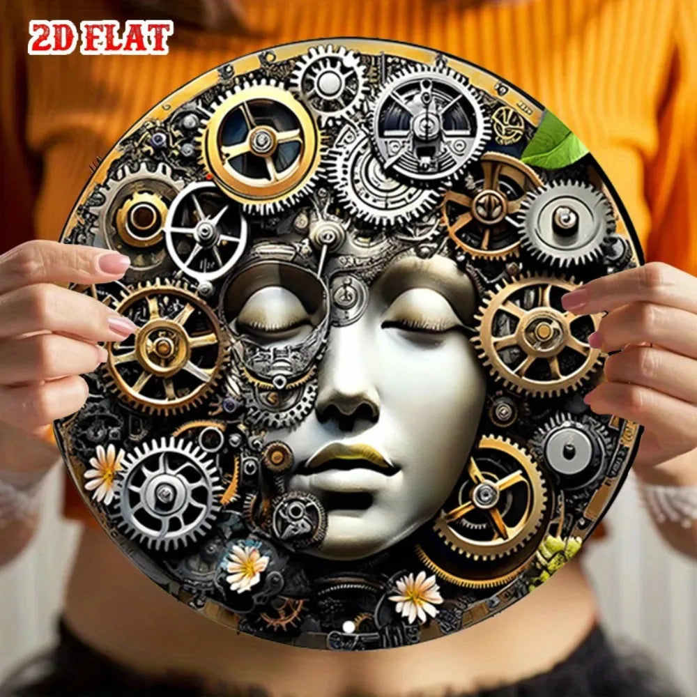 Steampunk Wall Art Featuring A Woman and Artistic Gears chic