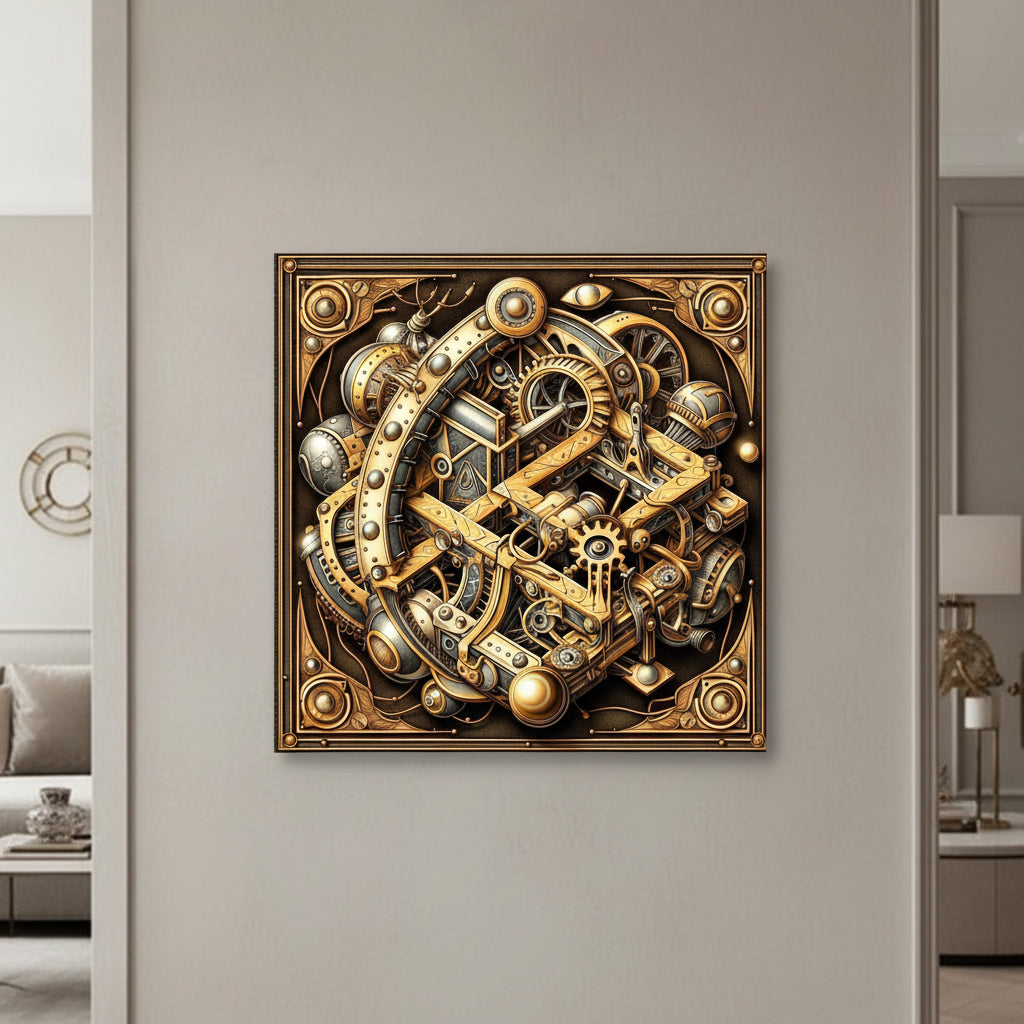 Steampunk Wall Art Featuring Mechanical Gears