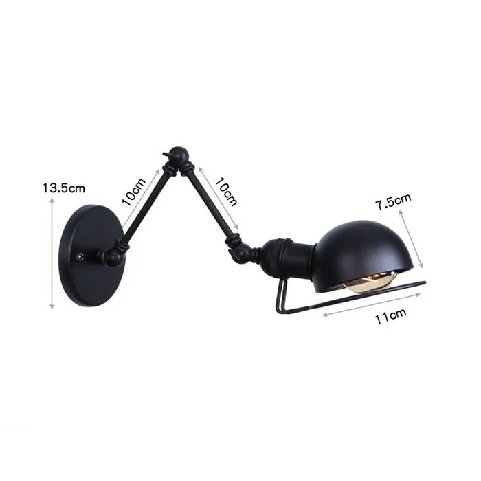 Steampunk Wall Lamp with Swivel Arm 10 cm x 10 cm