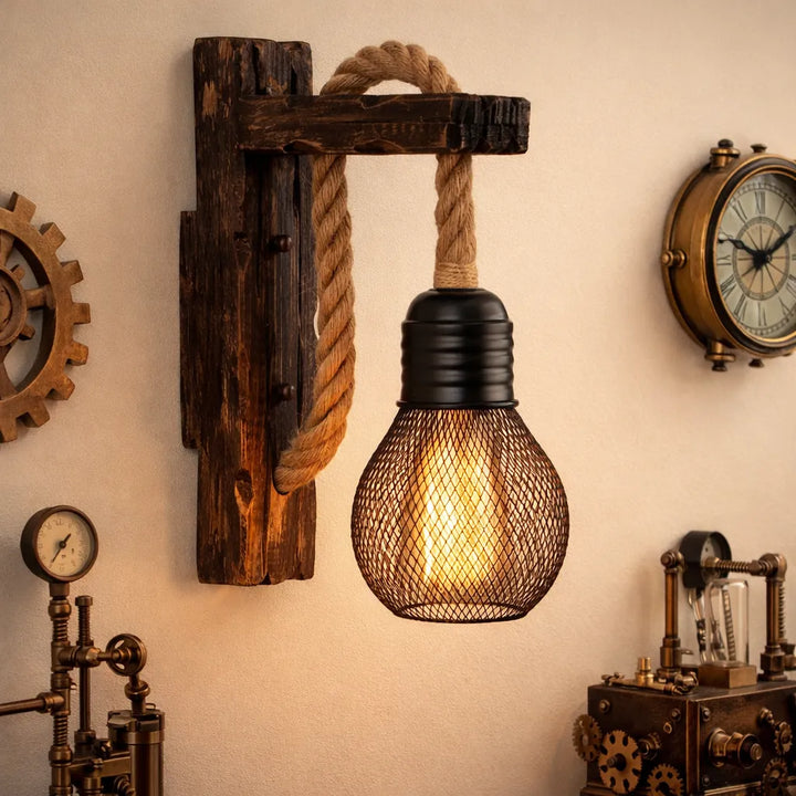 Steampunk Wall Lamp with a Cord
