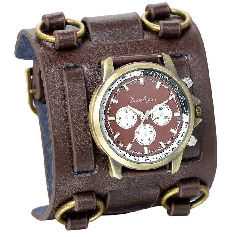 Steampunk Watch With a Wide Leather Strap classic