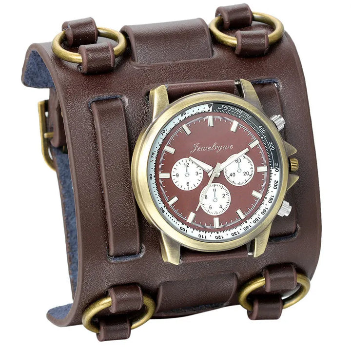 Steampunk Watch With a Wide Leather Strap classic