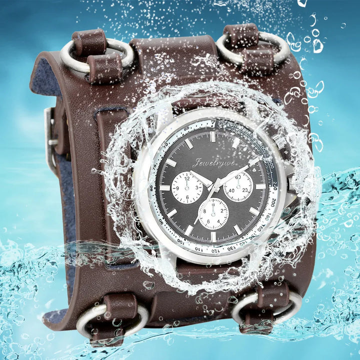 Steampunk Watch With a Wide Leather Strap stylish