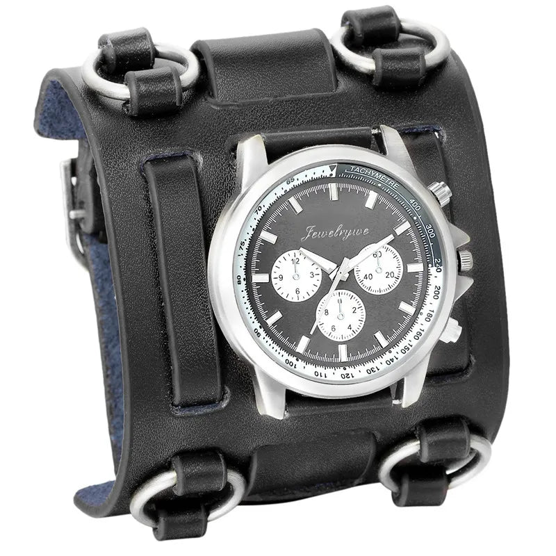 Steampunk Watch With a Wide Leather Strap timeless