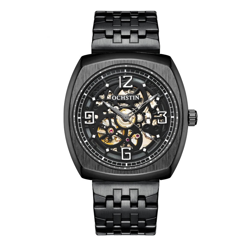 Steampunk Watch with a Steel Bracelet Black
