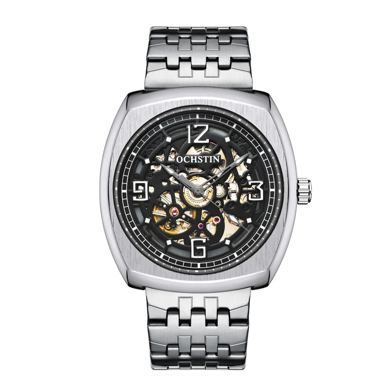 Steampunk Watch with a Steel Bracelet Silver
