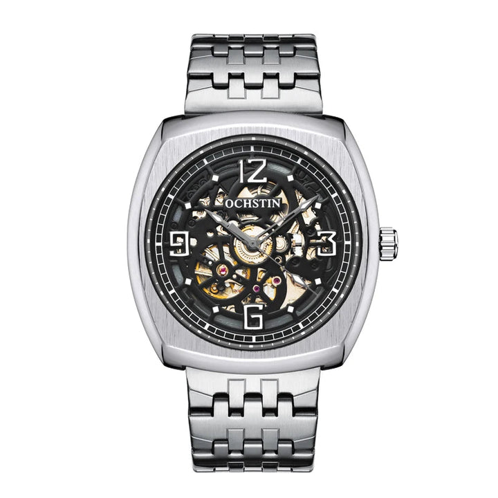 Steampunk Watch with a Steel Bracelet Silver