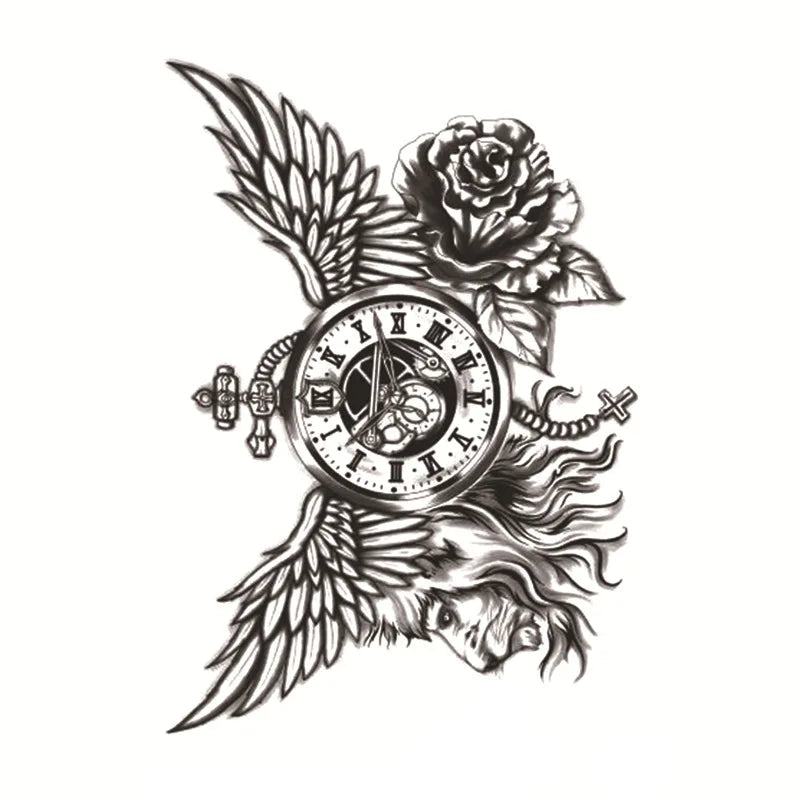 Steampunk Winged Watch Tattoo stylish
