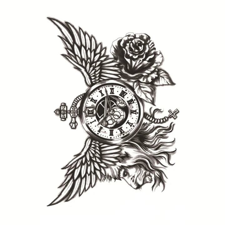 Steampunk Winged Watch Tattoo stylish