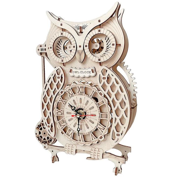 Steampunk Wooden Owl Clock Design