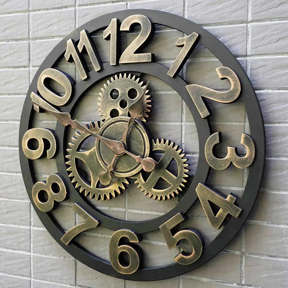 Steampunk Wooden Wall Clock