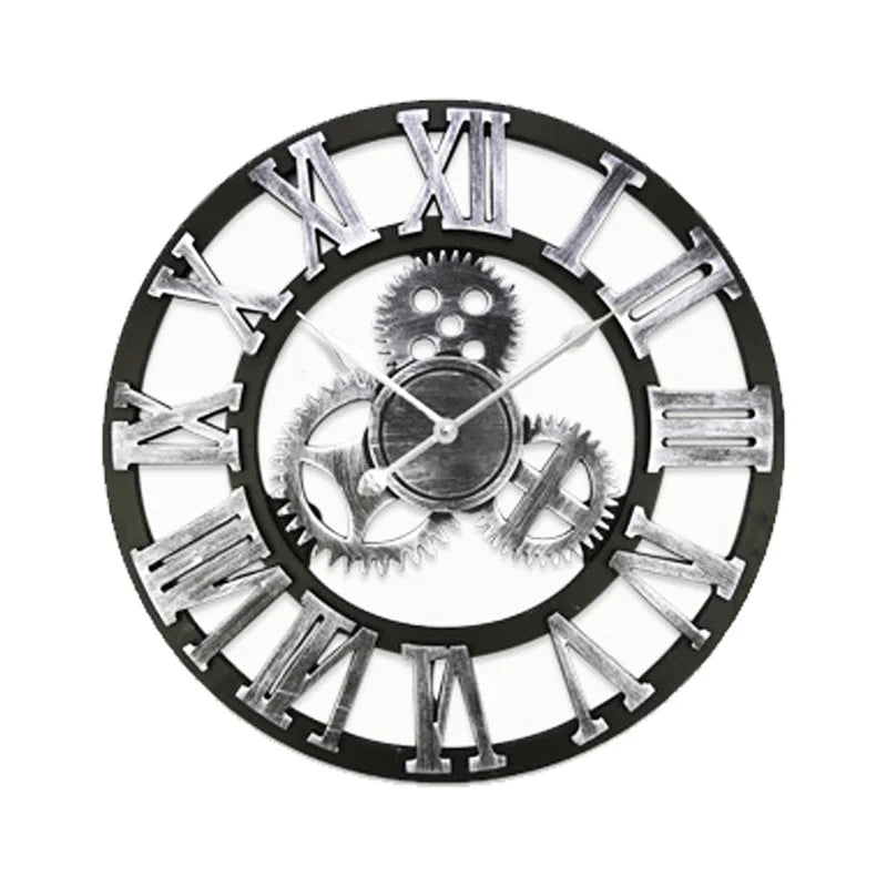 Steampunk Wooden Wall Clock With Roman Numerals elegant