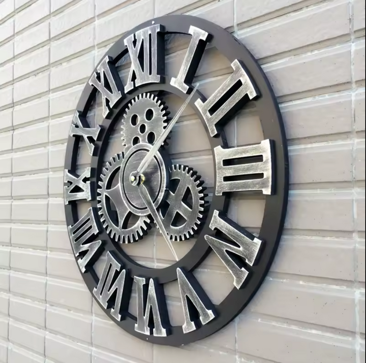 Steampunk Wooden Wall Clock With Roman Numerals fashion