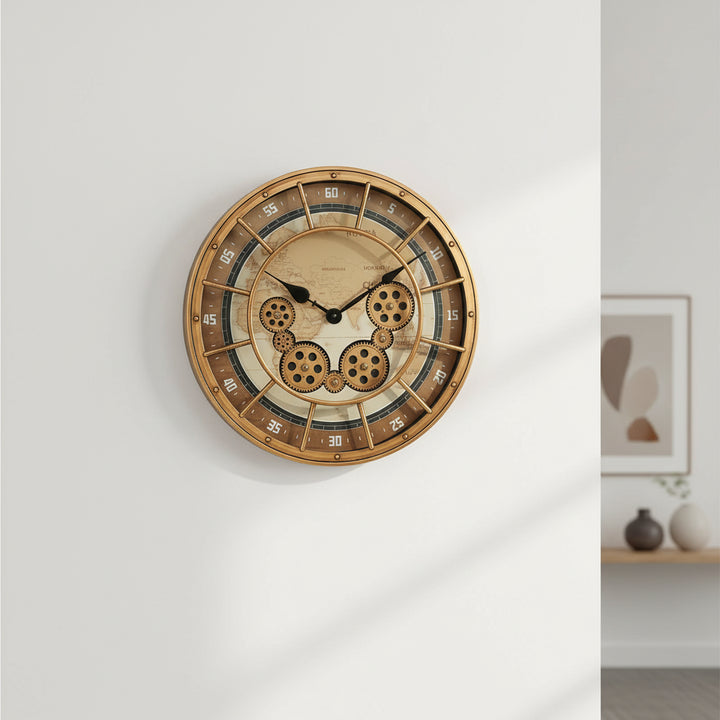 Steampunk World Map Clock