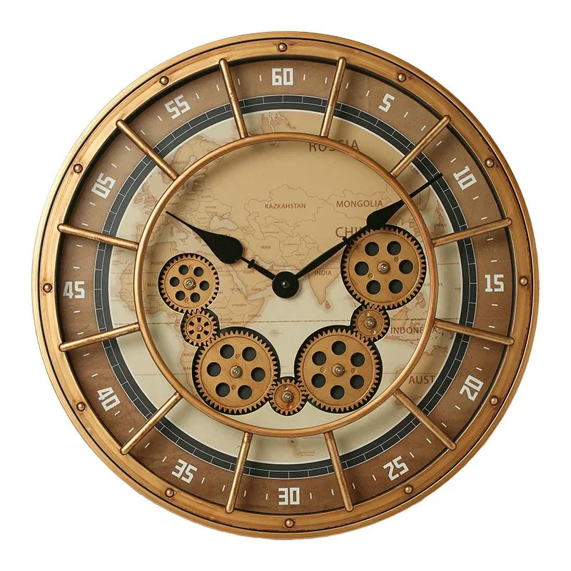 Steampunk World Map Watch With Gears elegant