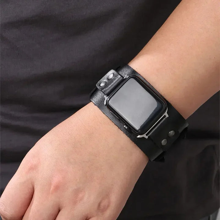 Steampunk Wristwatch With Double Buckles black