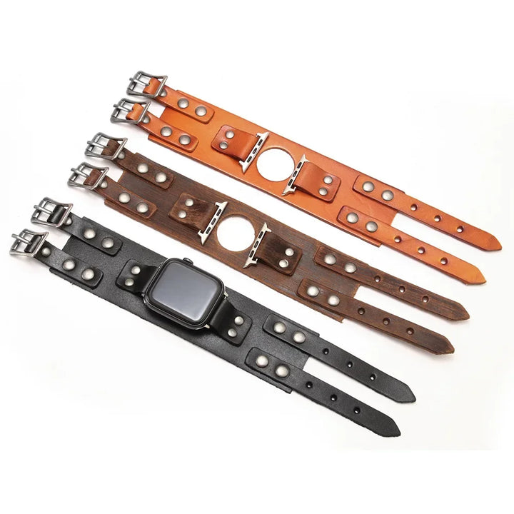 Steampunk Wristwatch With Double Buckles durable