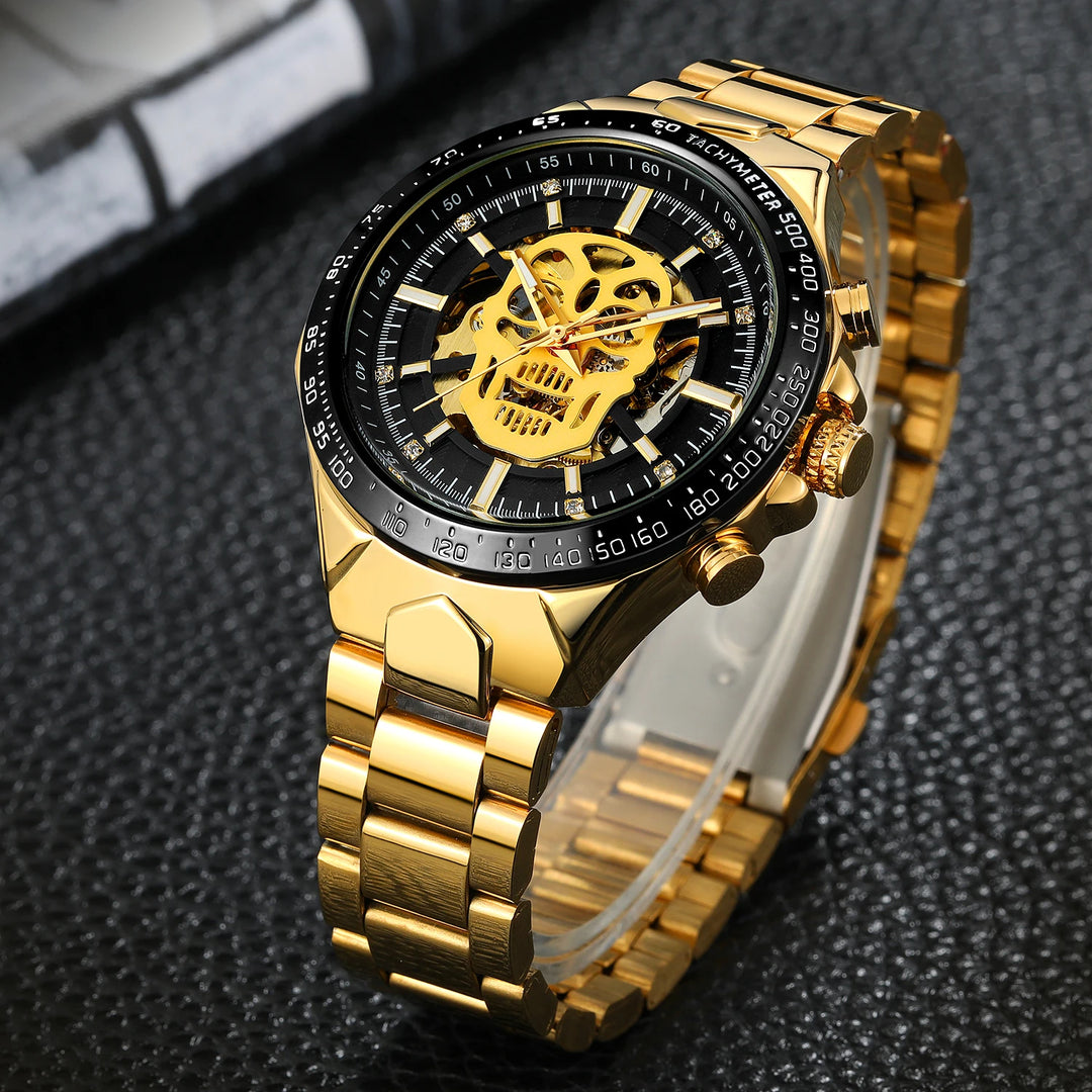 Steampunk Wristwatch With Skull Dial