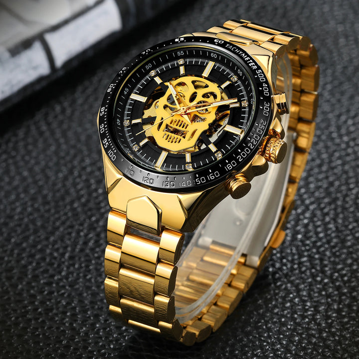 Steampunk Wristwatch With Skull Dial