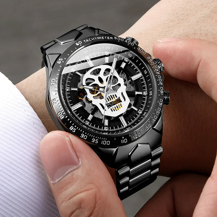 Steampunk Wristwatch With Skull Dial chic