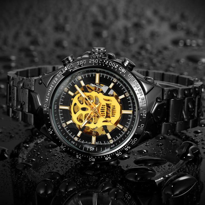 Steampunk Wristwatch With Skull Dial fashion