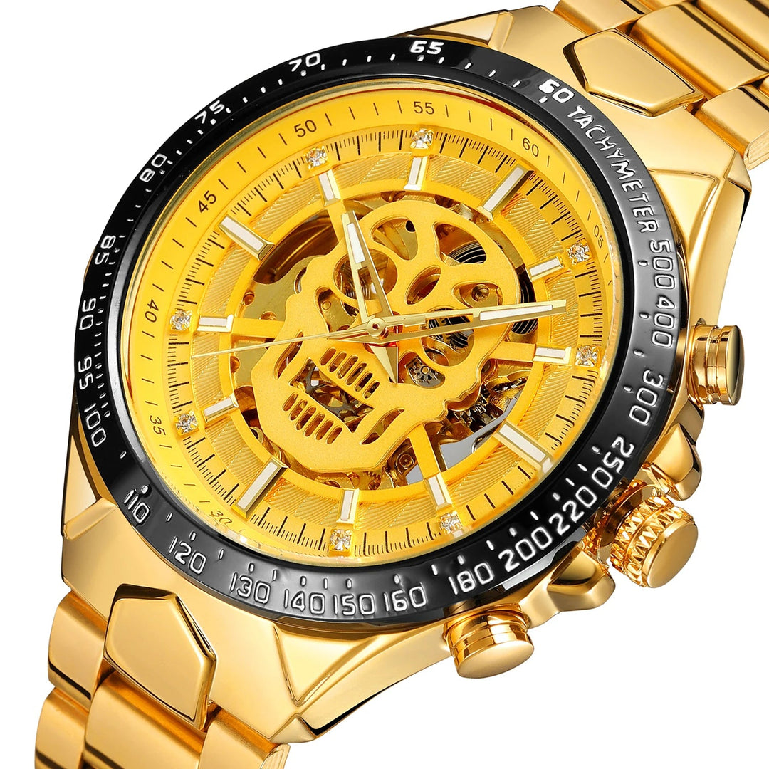 Steampunk Wristwatch With Skull Dial quality