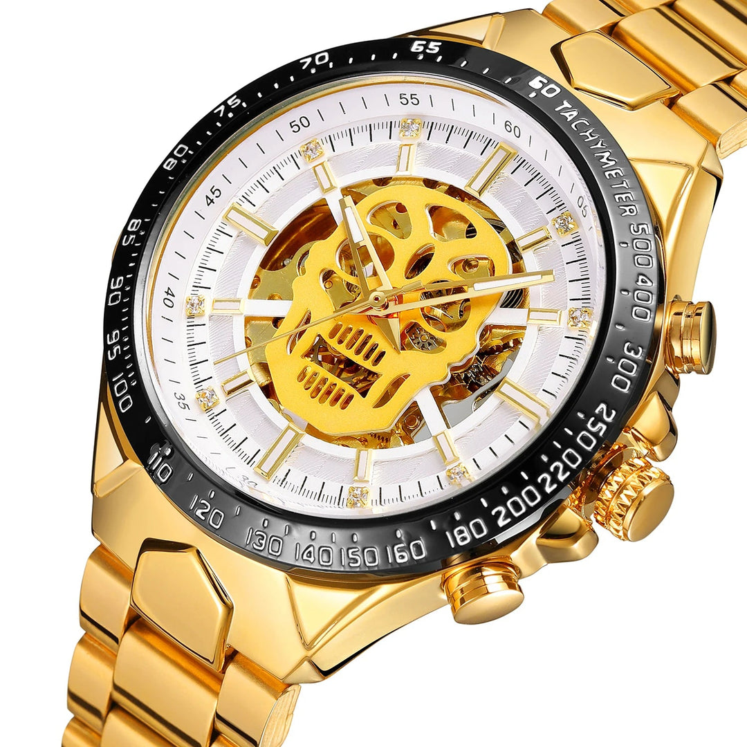 Steampunk Wristwatch With Skull Dial retro