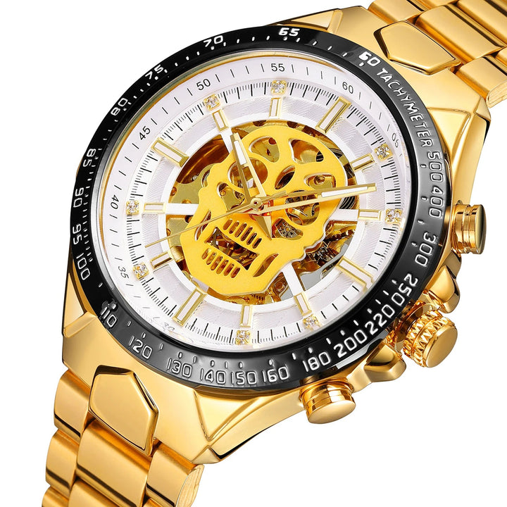 Steampunk Wristwatch With Skull Dial retro