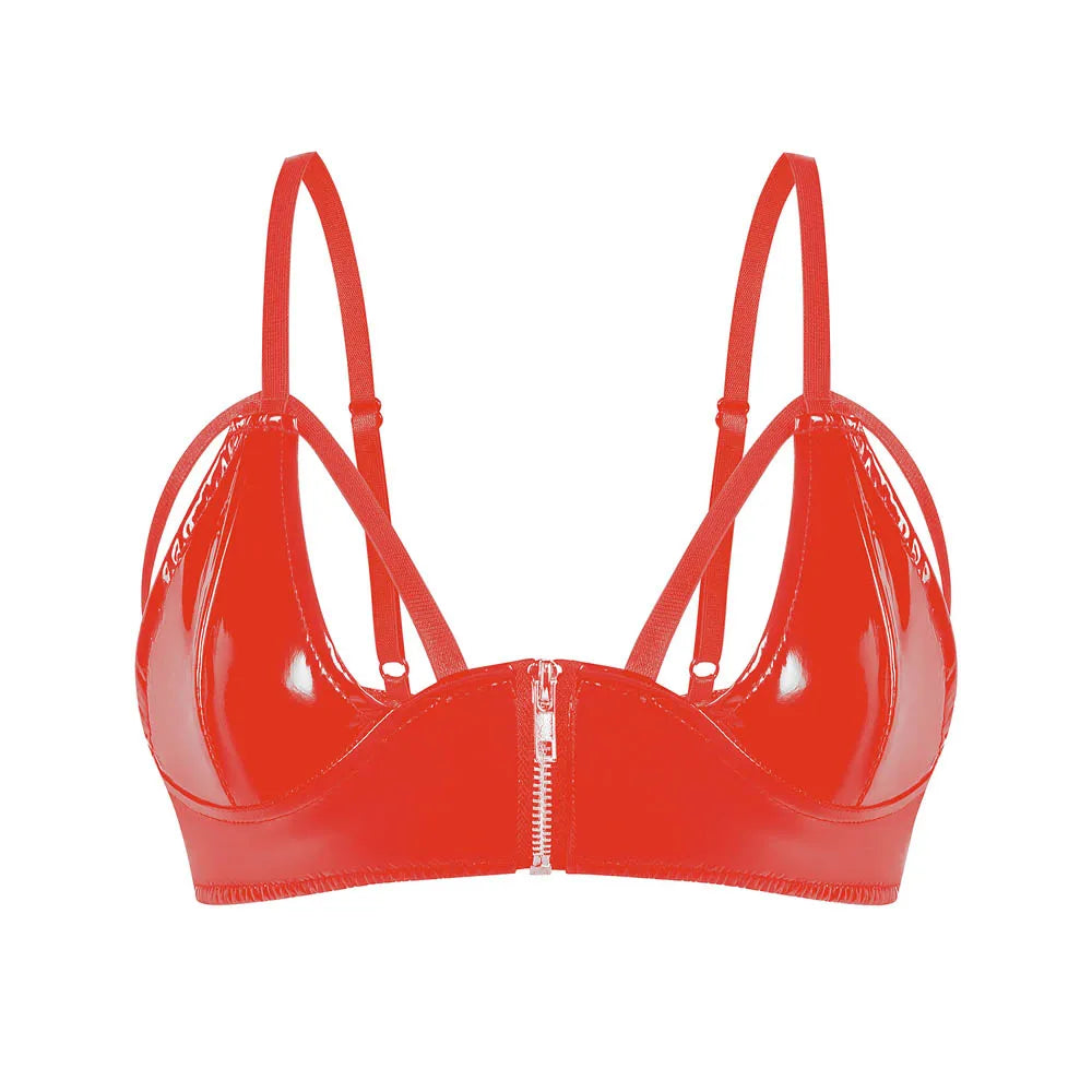 Steampunk Zipper Bra Red