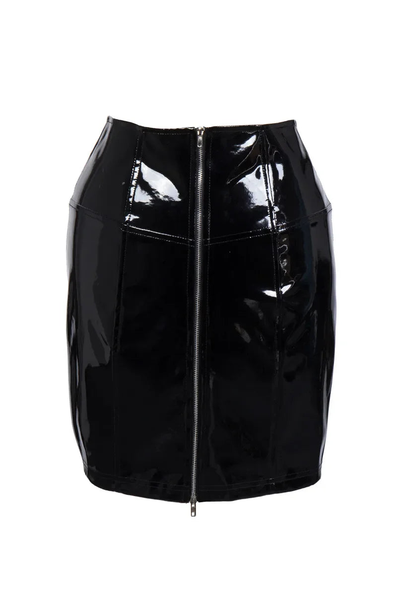 Steampunk Zipper Leather Skirt bold