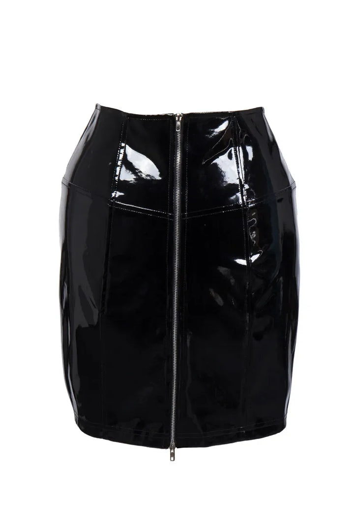 Steampunk Zipper Leather Skirt bold