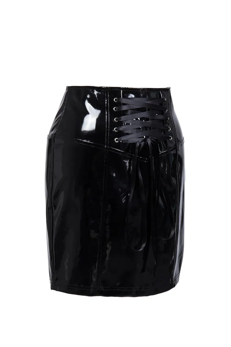 Steampunk Zipper Leather Skirt edgy