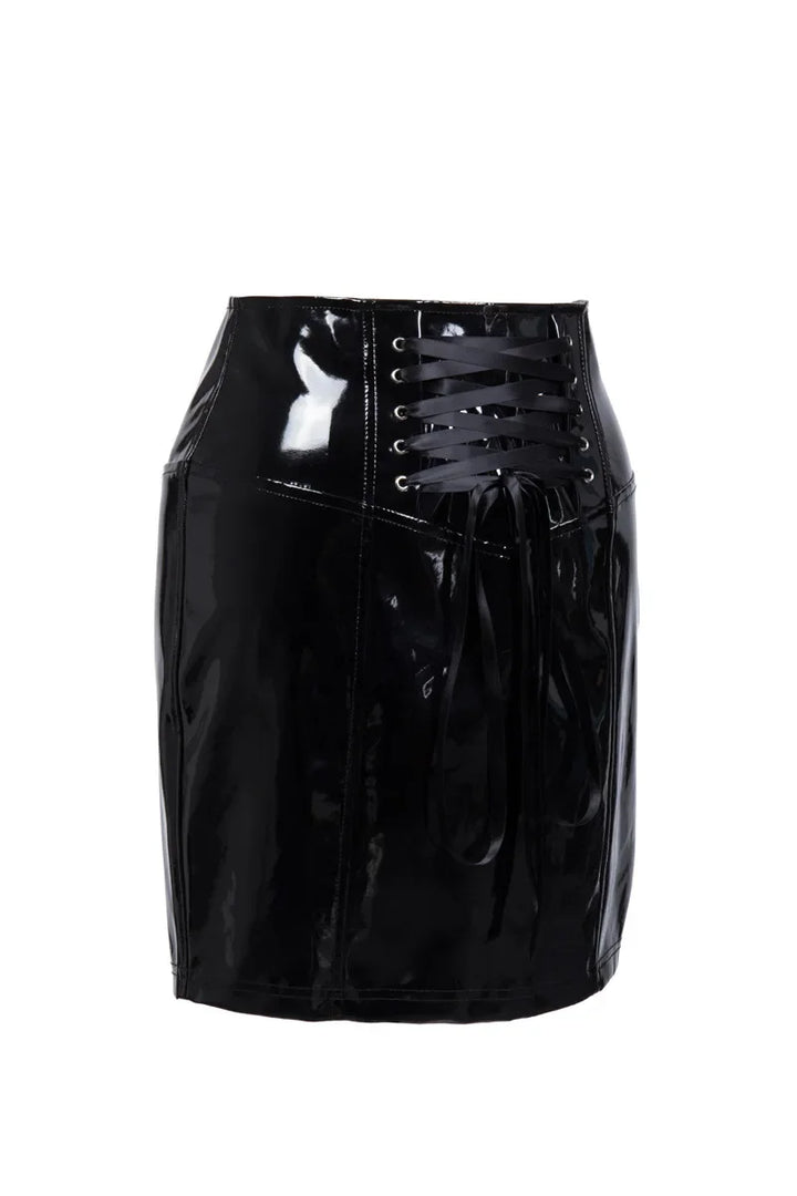 Steampunk Zipper Leather Skirt edgy
