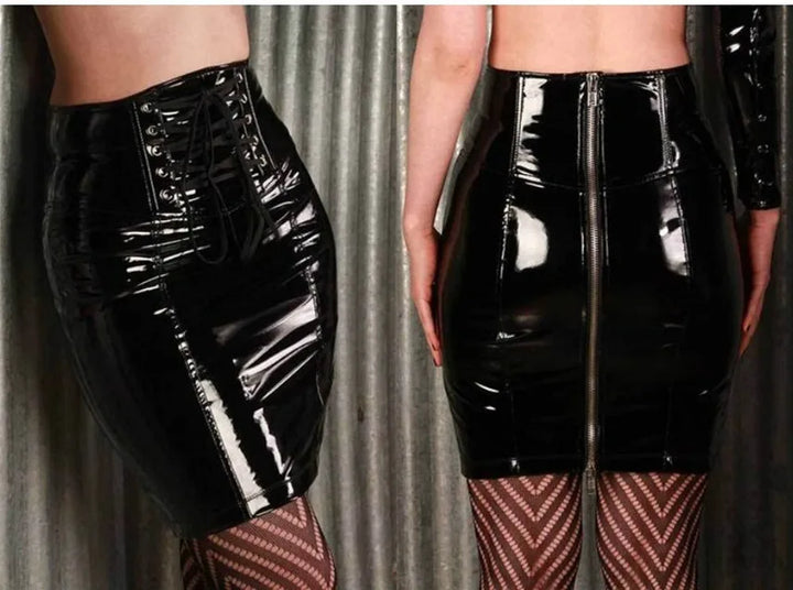 Steampunk Zipper Leather Skirt gothic