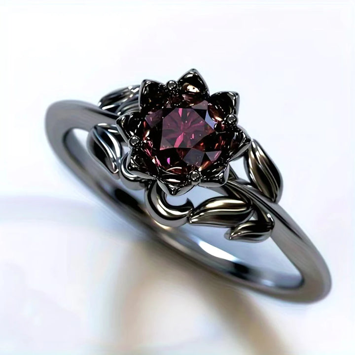 Steampunk Zircon Flower Ring chic