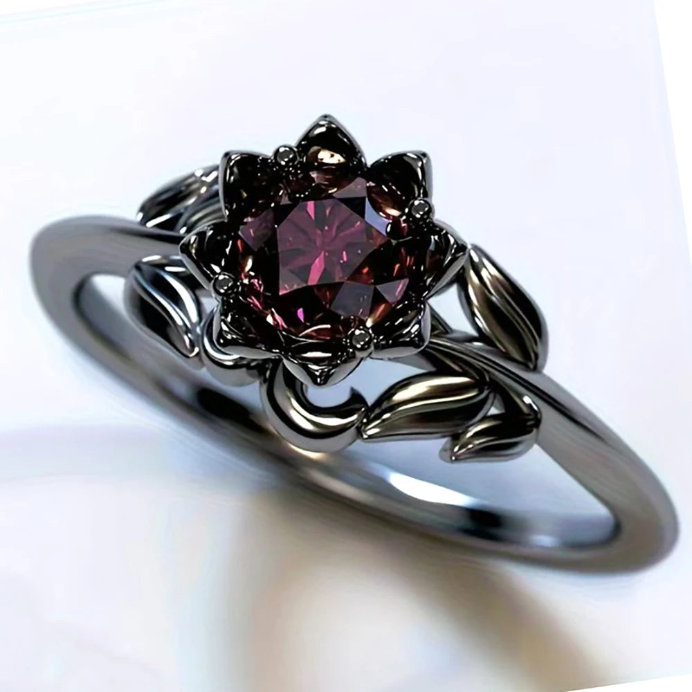 Steampunk Zircon Flower Ring fashion