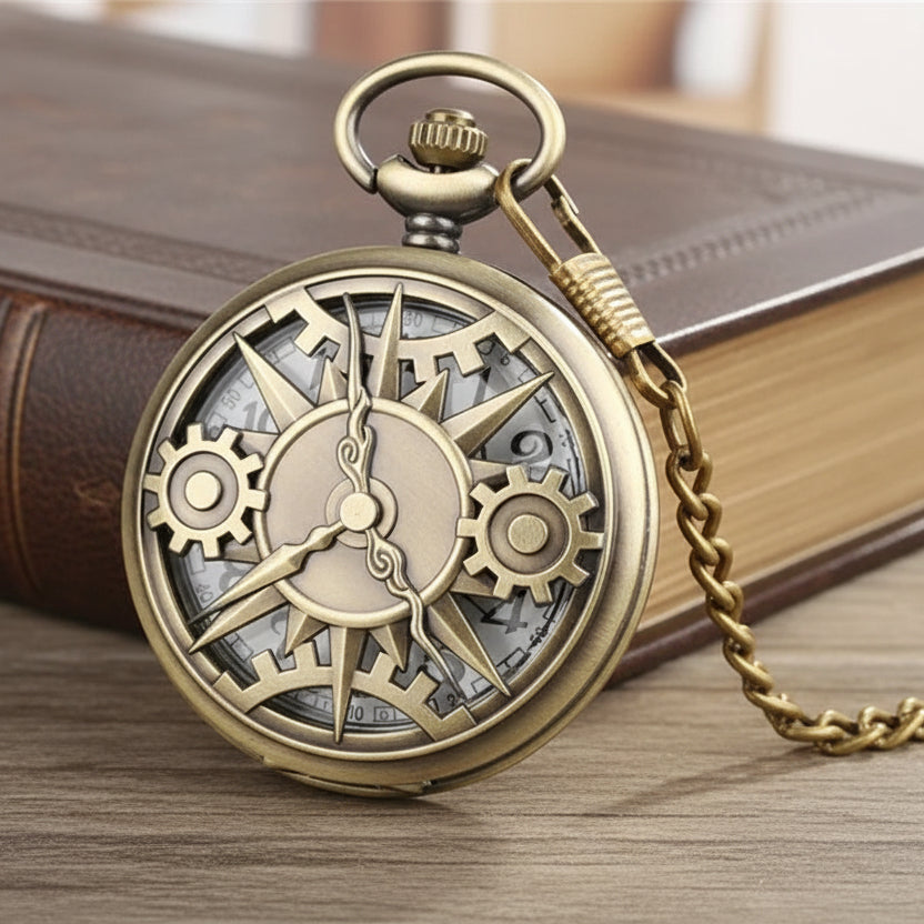 Steampunk pocket watch Minimalist gears