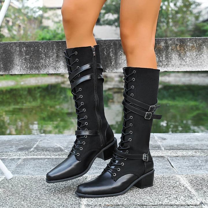 Steampunk pointed-toe boots for women elegant design