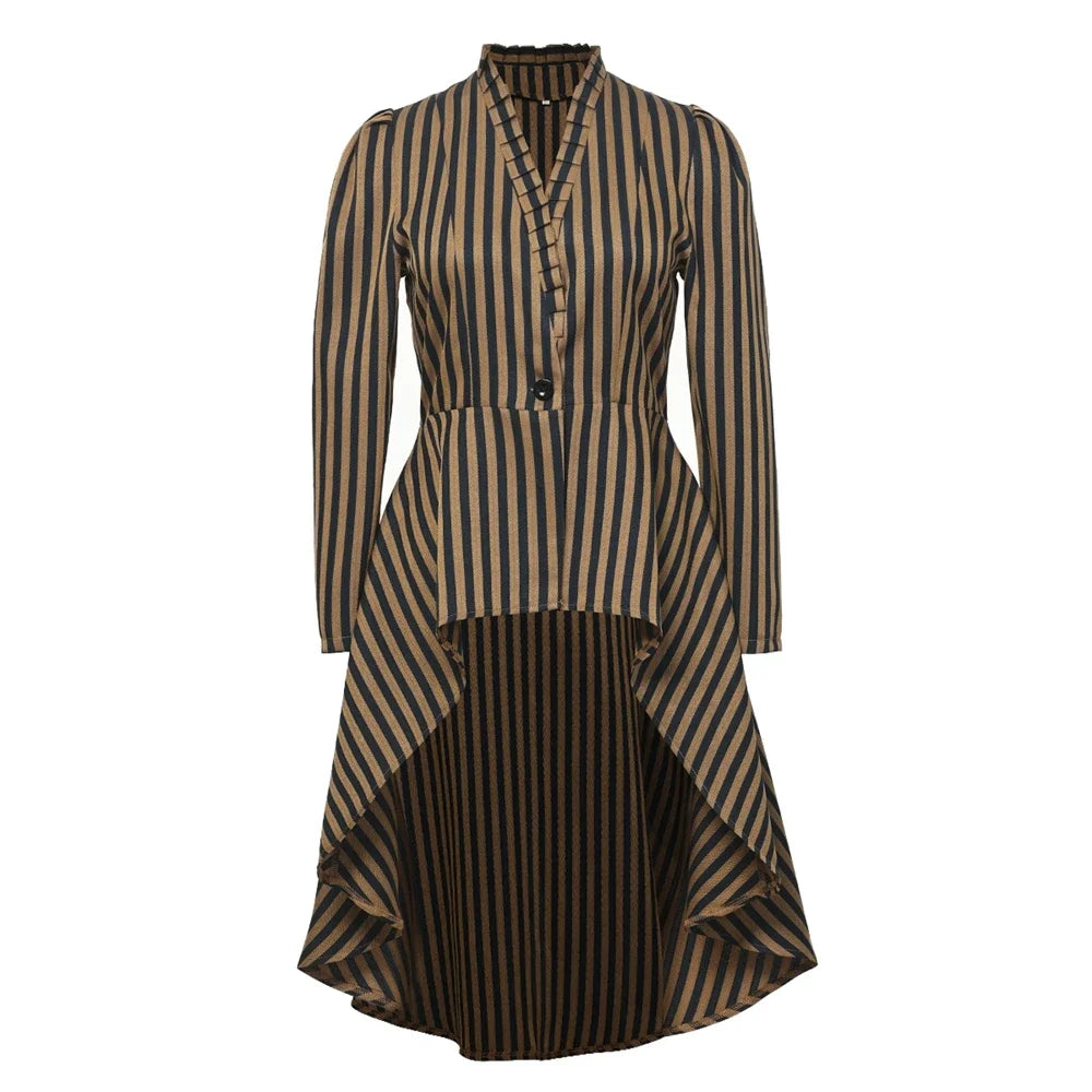 Steampunk striped coat with vintage gothic design