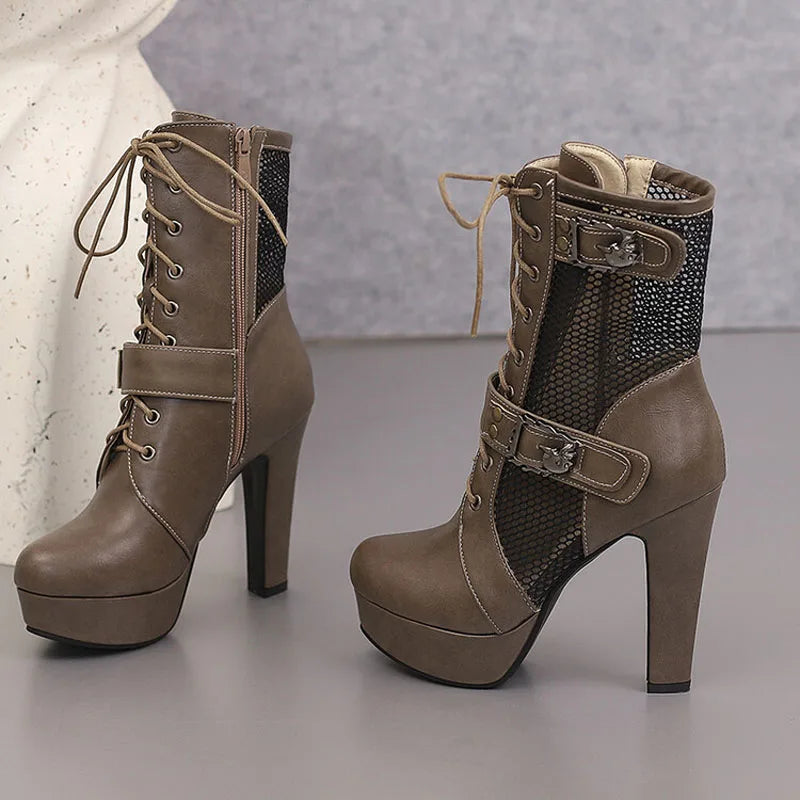 Steampunk summer boots with breathable panels