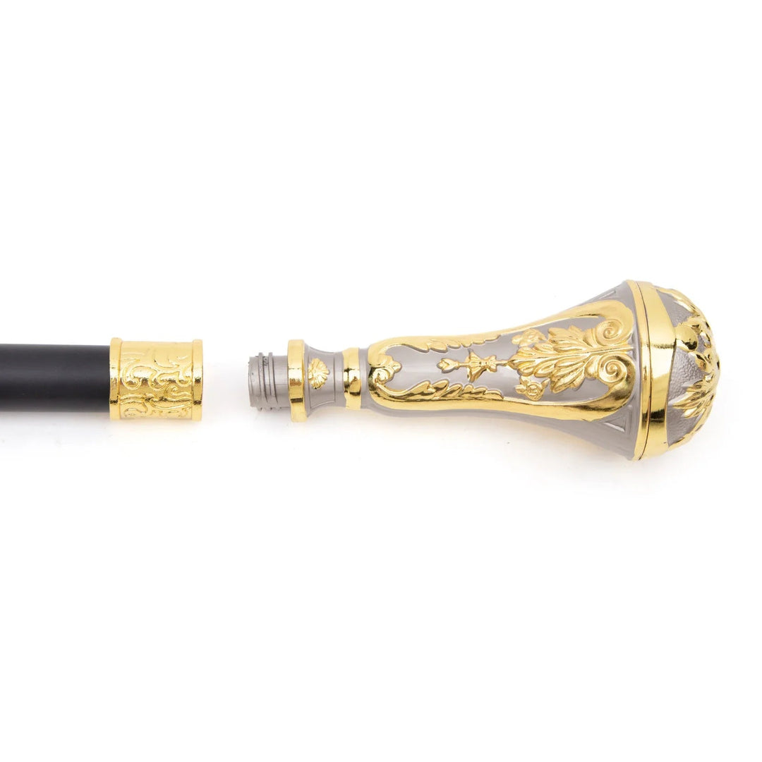 Stylish Gold And Silver Steampunk Cane detachable