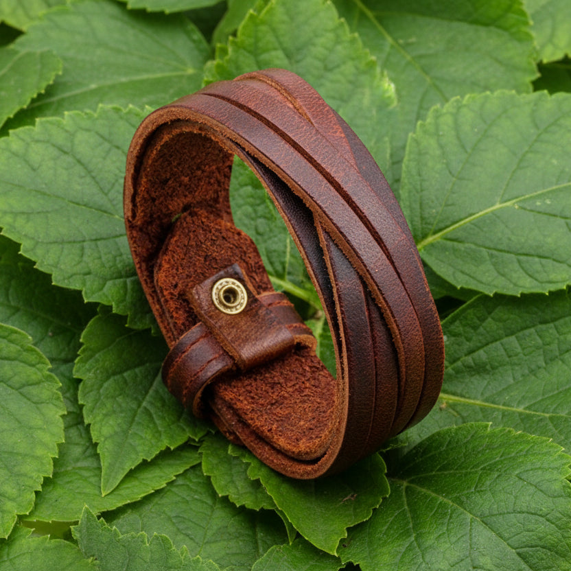 Stylish Minimalist Leather Steampunk Bracelet